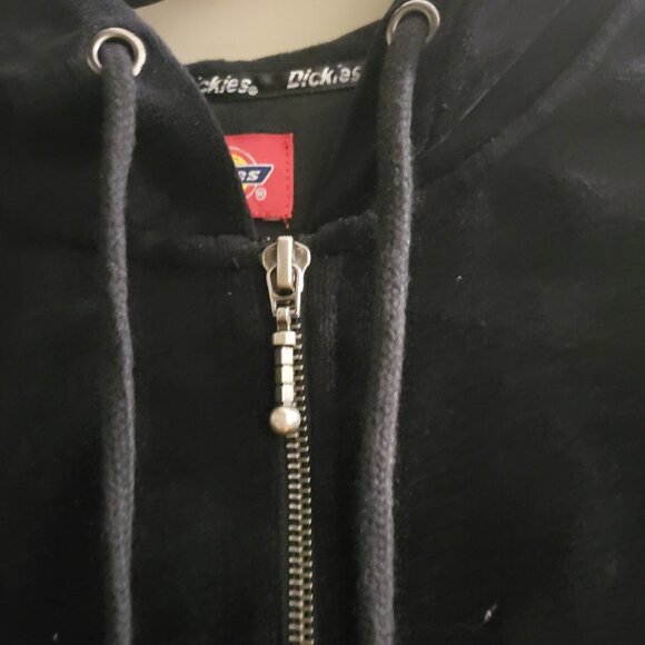 Women's Dickies Black Crop Zip-Up Sweater Small - Picture 4 of 6